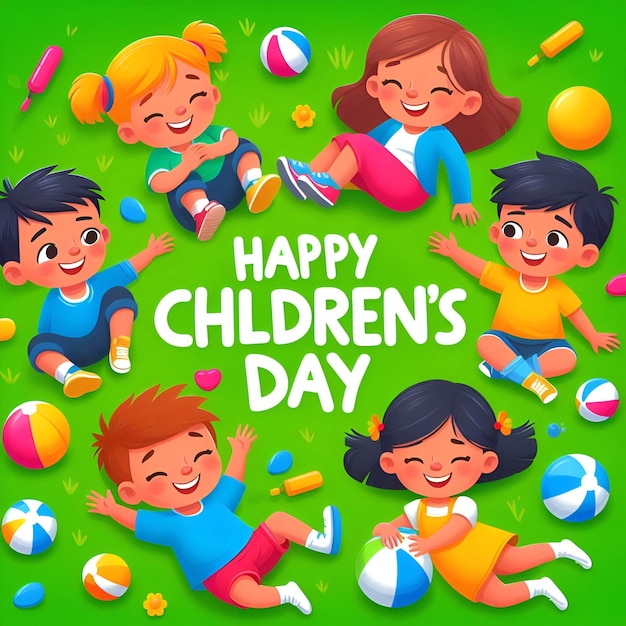 Happy Childrens Day Hand Draw Illustration