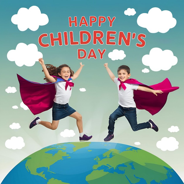 Happy Childrens Day Hand Draw Illustration