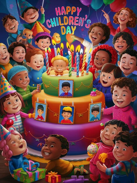 Happy childrens day illustration display