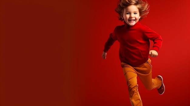 Happy childrens day wallpaper a little boy in a red shirt is running