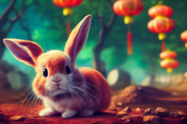 Happy Chinese New Year 2023 Rabbit zodiac background