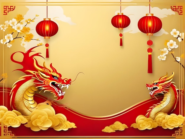 Happy Chinese New Year Celebration Background Red Backdrop China Holiday