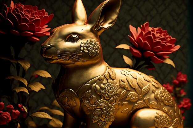 Happy chinese new year  year of the rabbit created with generative ai technology