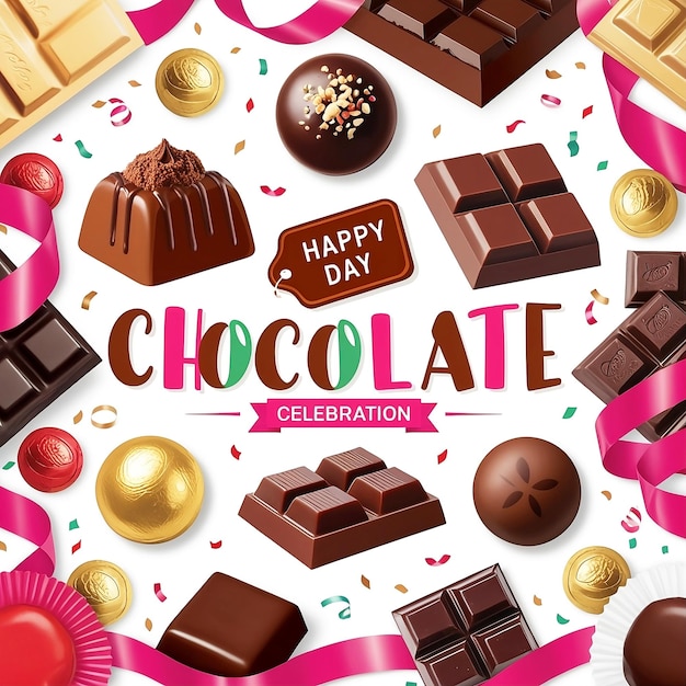 Photo happy chocolate day design concept