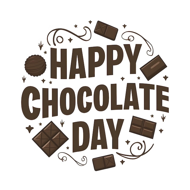 Happy chocolate day postcard or banner Hand sketched Happy Chocolate day lettering typography