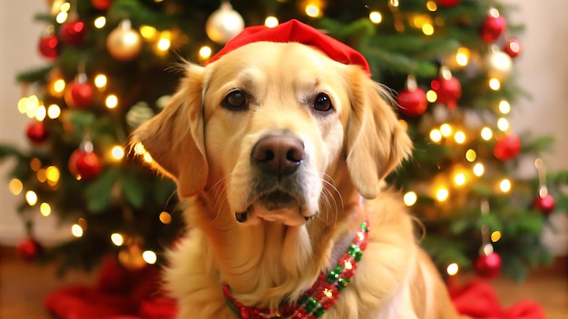 Photo happy christmas dog