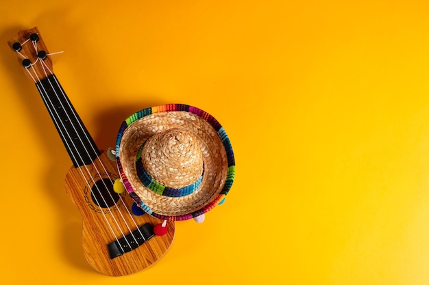 Happy Cinco de Mayo greeting banner with mexican decoration Mexico independence celebration