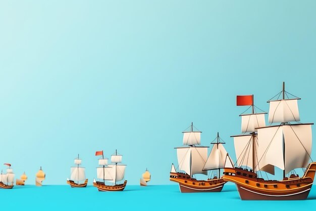 Happy columbus day celebration concept with copy space Vintage discovery equipment