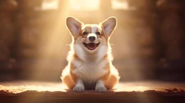 Happy Corgi Dog Balance and Meditation