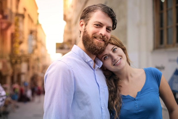 Happy couple in the city