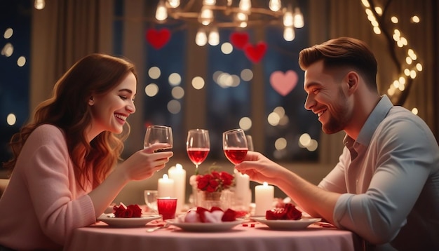 Happy Couple in Having Dinner