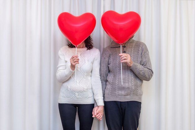 Happy couple seniors celebrate Valentines Day.