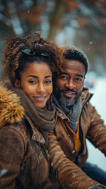 Happy couple on a winter walk