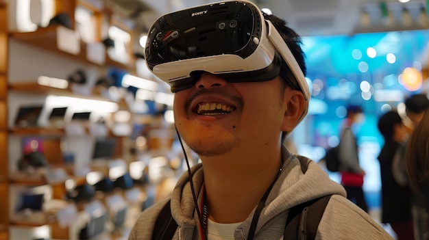 A happy customer trying our VR for the first time