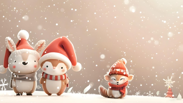 happy cute Christmas character wallpaper greeting card