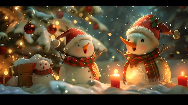 happy cute Christmas character wallpaper greeting card