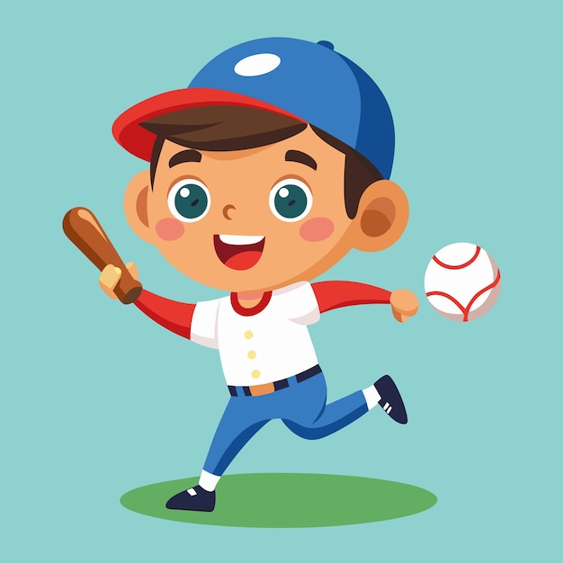 Photo happy cute kid boy playing baseball