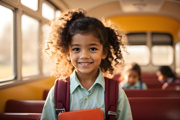 A happy and cute kid ready to school