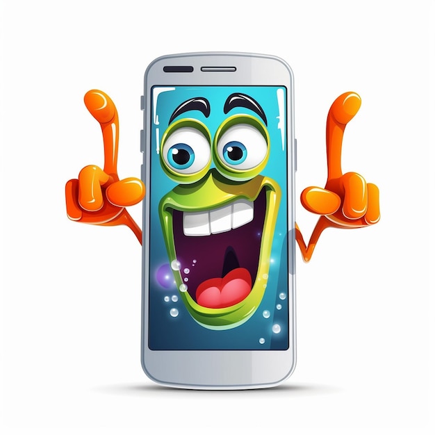 happy cute smartphone colorful on white background