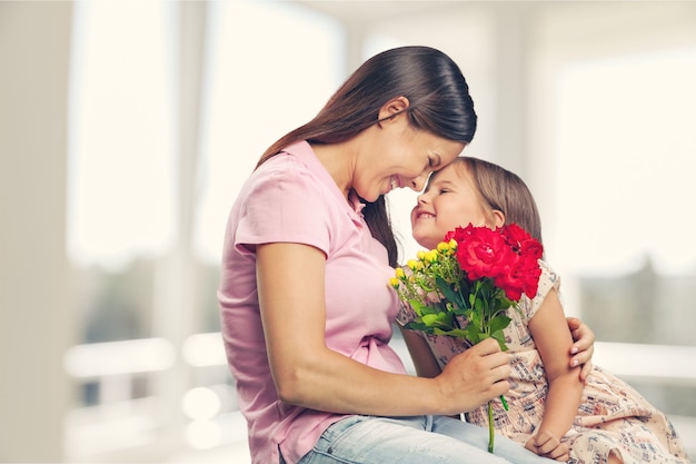 Happy daughter and mother