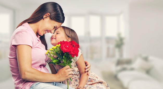 Happy daughter and mother