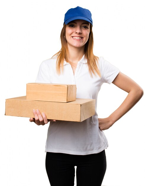 Happy delivery woman