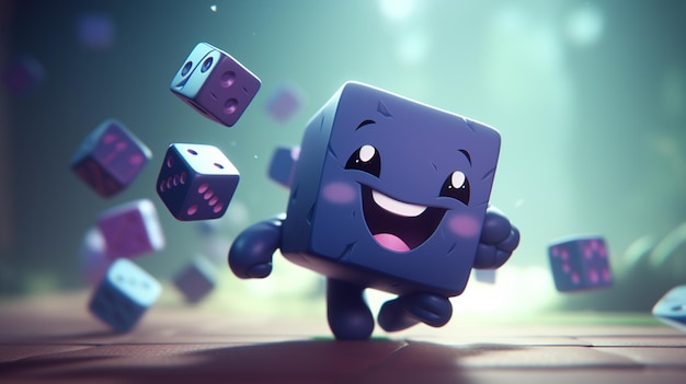 Happy dice running concept