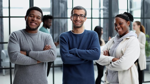 Happy diverse professional business team in casual wear