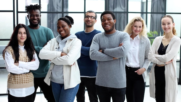 Happy diverse professional business team in casual wear