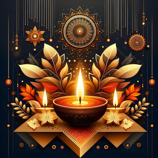 Happy Diwali abstract background generative with Ai