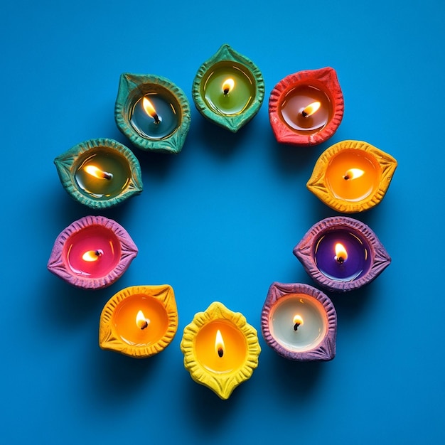 Photo happy diwali clay diya lamps are lit during hindu diwali