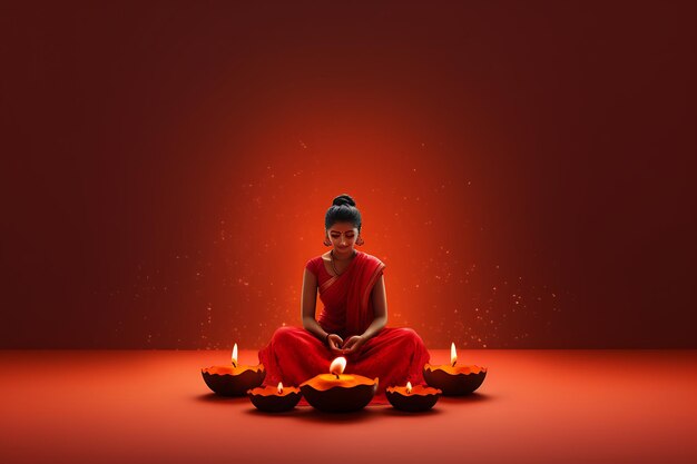 Happy diwali cultural festival red color background