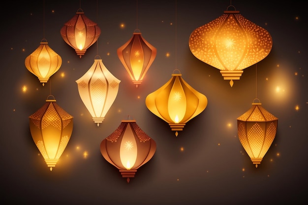 Happy diwali or deepavali traditional indian festival with lamp or sky lantern Indian hindu festival