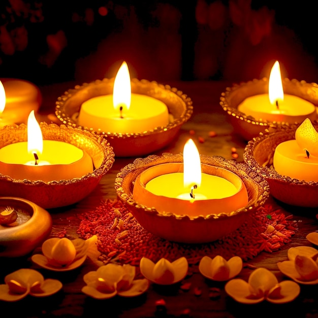 Happy diwali festival background with realistic lights