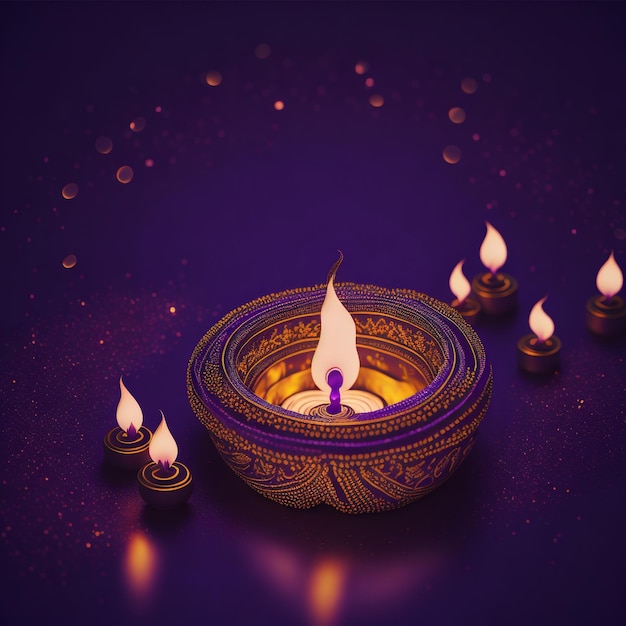 Happy diwali festival background with realistic oil lamp