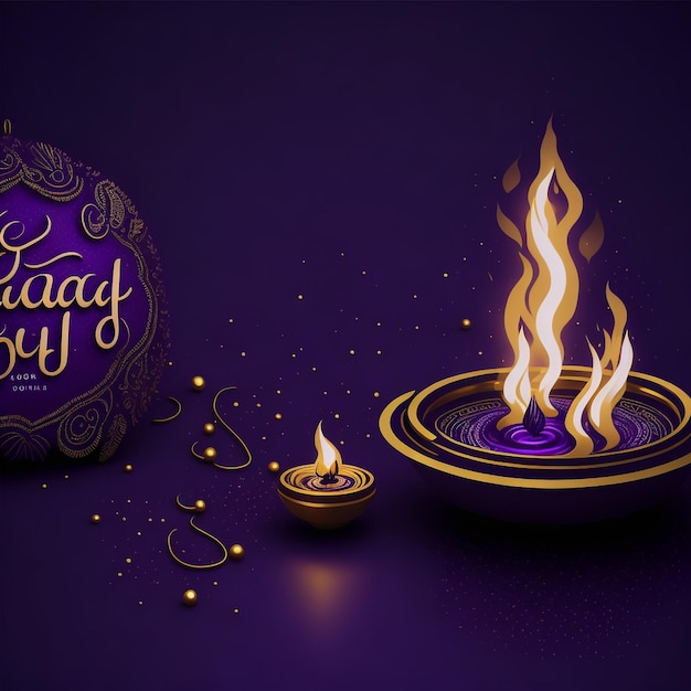 Happy diwali festival background with realistic oil lamp