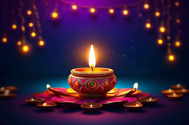 Happy Diwali festival of lights colorful banner template with lights celebration