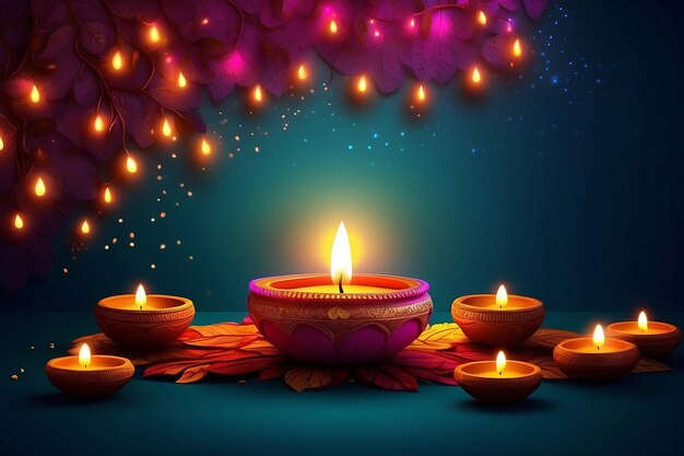 Happy Diwali festival of lights colorful banner template with lights celebration