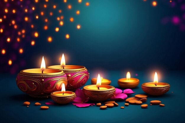 Happy Diwali festival of lights colorful banner template with lights celebration