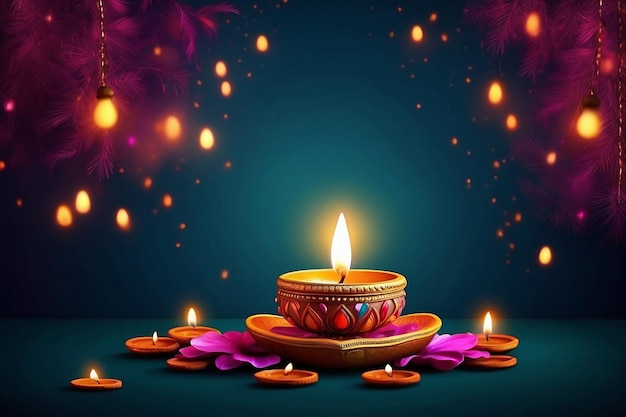 Happy Diwali festival of lights colorful banner template