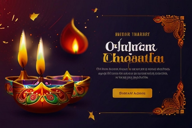 Happy Diwali festival of lights colorful banner template