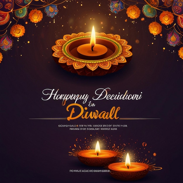 Happy Diwali festival of lights colorful banner template