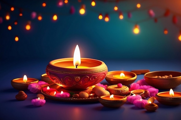 Happy Diwali festival of lights colorful banner template