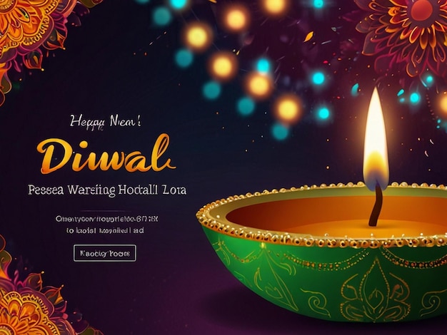 Happy Diwali festival of lights colorful banner template