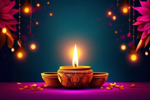 Happy Diwali festival of lights colorful banner template