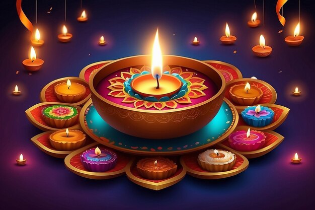 Happy Diwali festival of lights colorful banner template