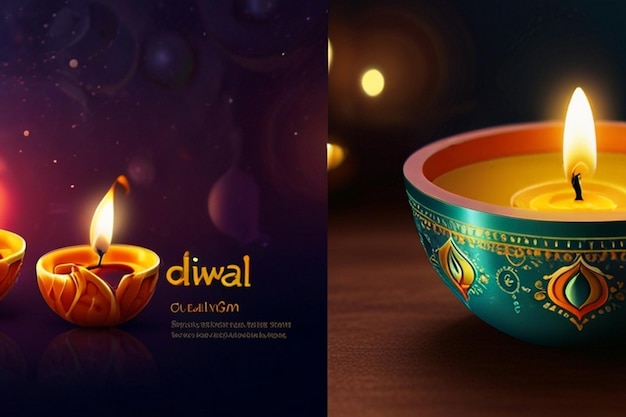 Happy Diwali festival of lights colorful banner template