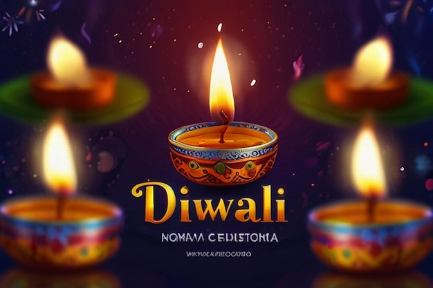 Happy Diwali festival of lights colorful banner template