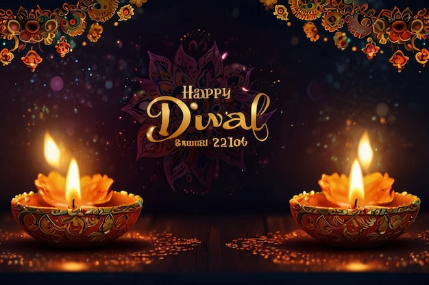 Happy Diwali festival of lights colorful banner template