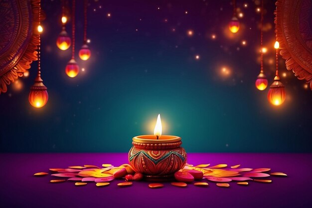 Happy Diwali festival of lights colorful banner template